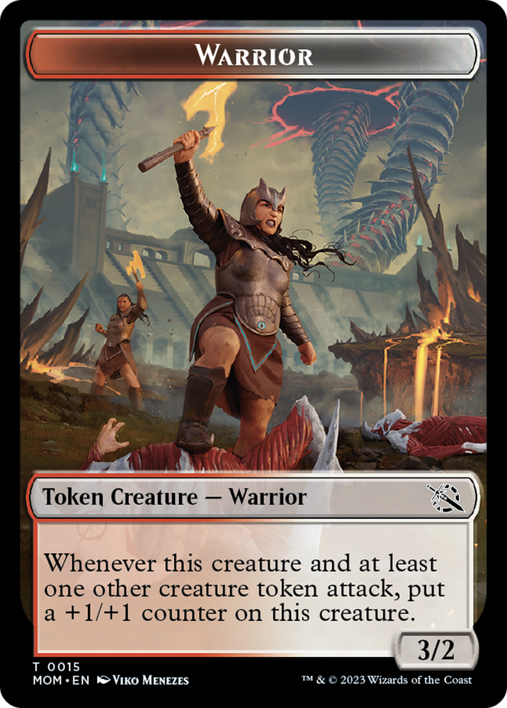 Warrior // Dinosaur Double-Sided Token [March of the Machine Tokens]