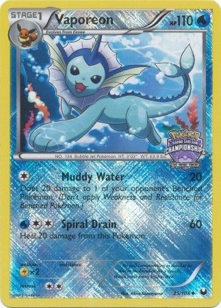 Vaporeon (25/108) (State Province Championship 2013 Promo) [Black & White: Dark Explorers]