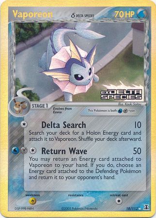 Vaporeon (18/113) (Delta Species) (Stamped) [EX: Delta Species]