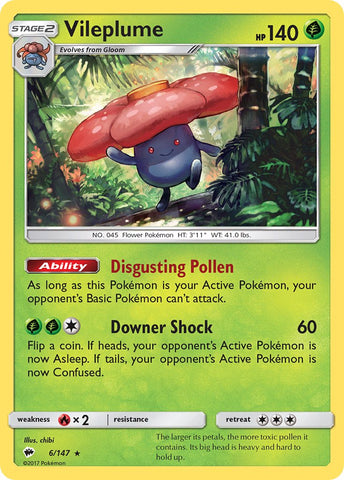 Vileplume (6/147) (Prerelease Kit Exclusive) (Theme Deck Exclusive) [Sun & Moon: Burning Shadows]